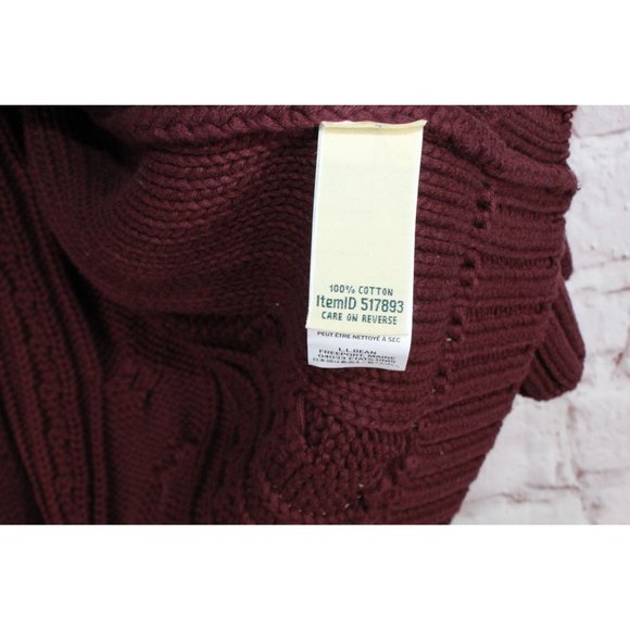 LL Bean Red Cotton Double L Cable Zip Cardigan Sweater Size S - Picture 6 of 10